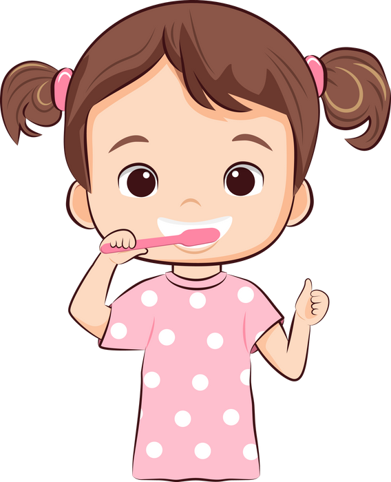 Litttle Girl brushing teeth